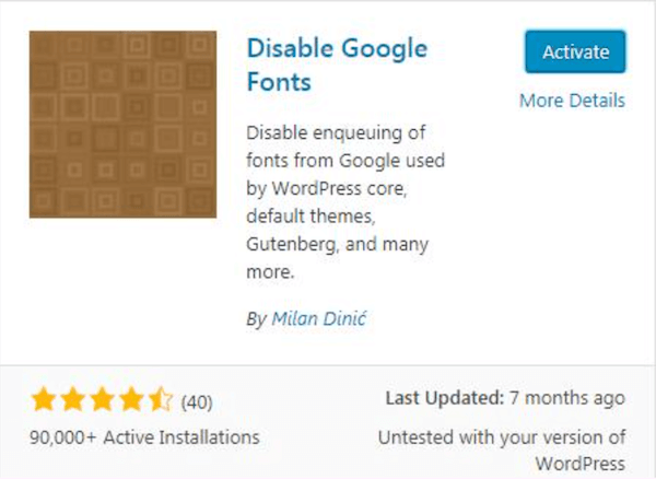 Disable Google Fonts
